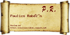 Paulics Rabán névjegykártya